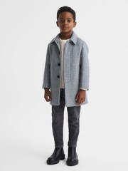 Reiss Ecru Marcus Senior Crew Neck Ribbed Wool Blend Jumper - Image 6 of 7