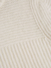 Reiss Ecru Marcus Senior Crew Neck Ribbed Wool Blend Jumper - Image 7 of 7