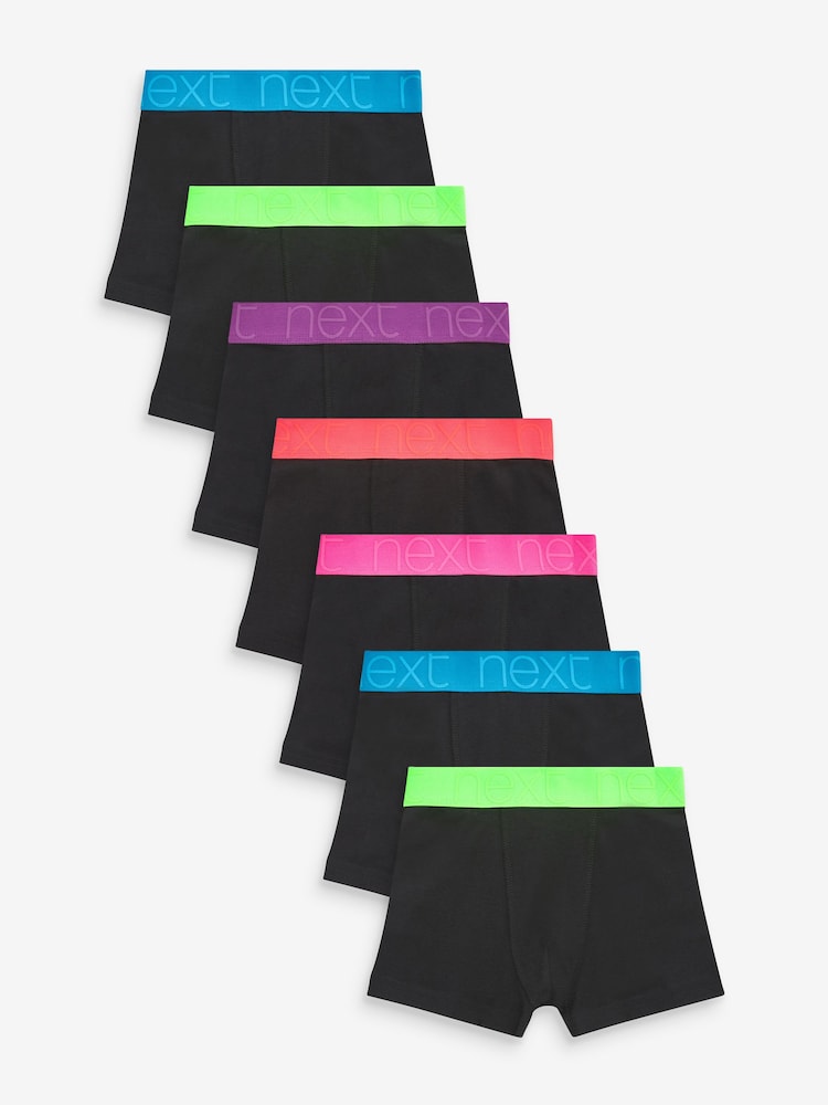 Black Fluro Waistband Trunks 7 Pack (2-16yrs) - Image 1 of 4