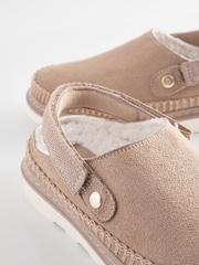 Neutral Beige Borg Lined Clogs - Image 3 of 5