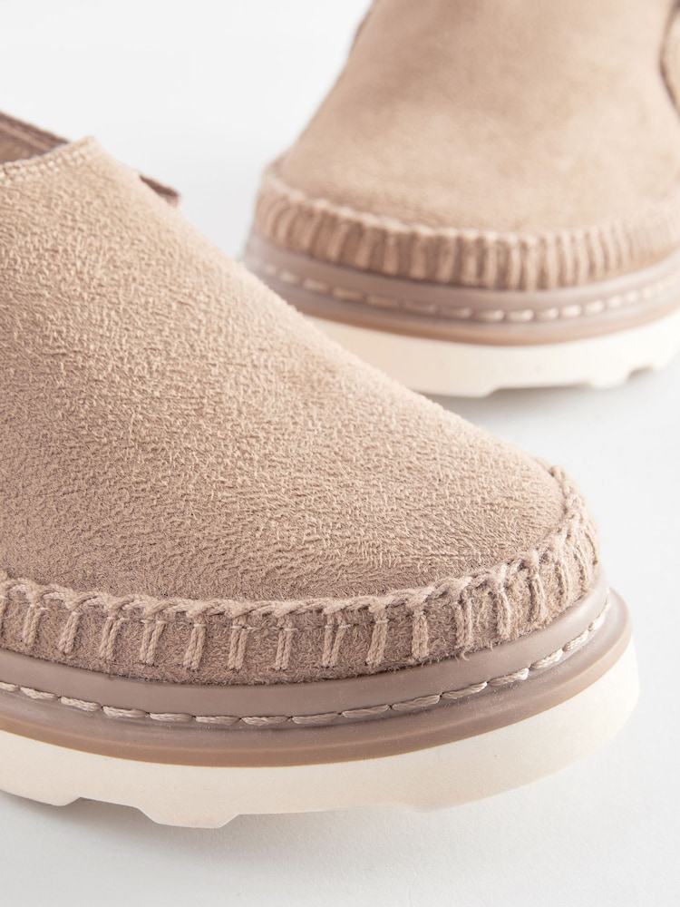 Neutral Beige Borg Lined Clogs - Image 5 of 5