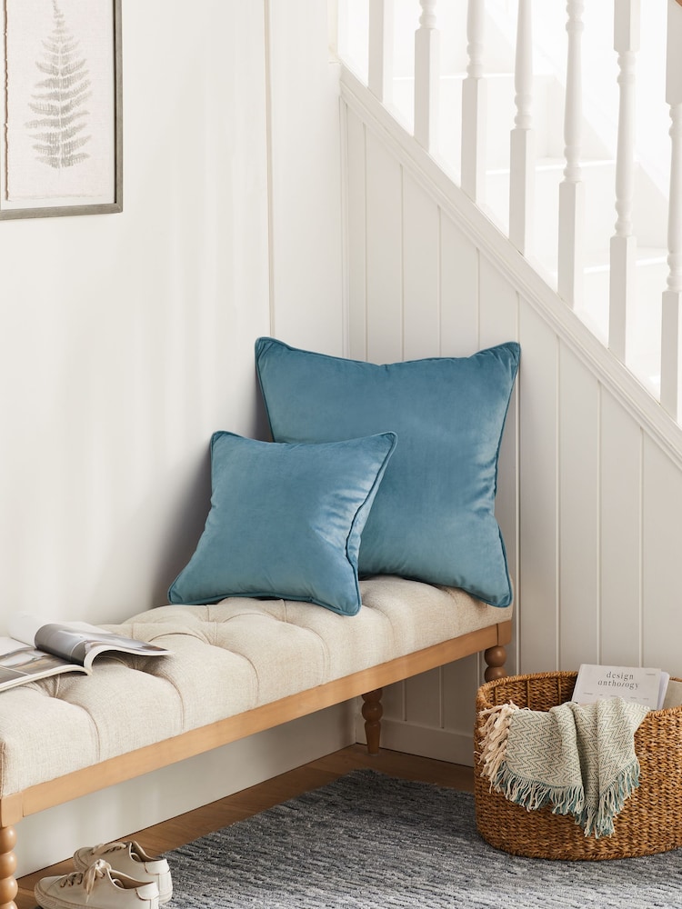 Pale Blue 43 x 43cm Matte Velvet Cushion - Image 2 of 6