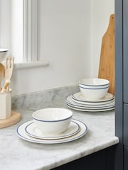 Jasper Conran London 12 Piece Blue Fine China Trim 12 Piece Dinner Set - Image 1 of 7