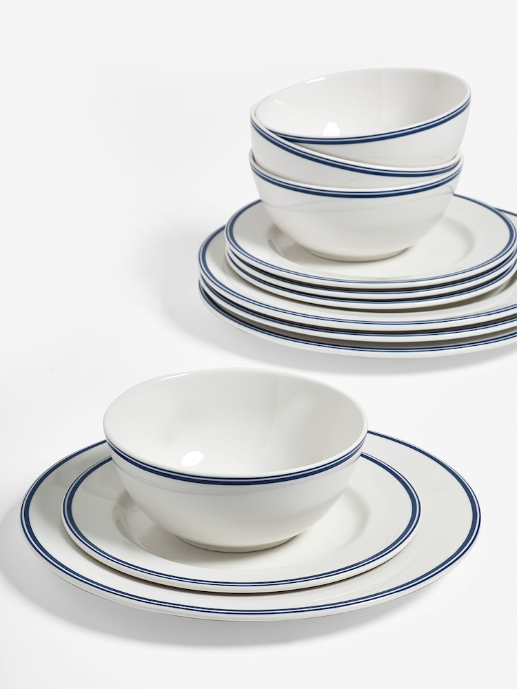 Jasper Conran London 12 Piece Blue Fine China Trim 12 Piece Dinner Set - Image 2 of 7