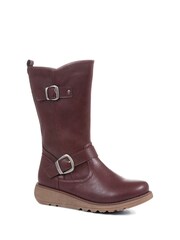 Pavers Brown Wedge Heel Calf Boots - Image 2 of 5