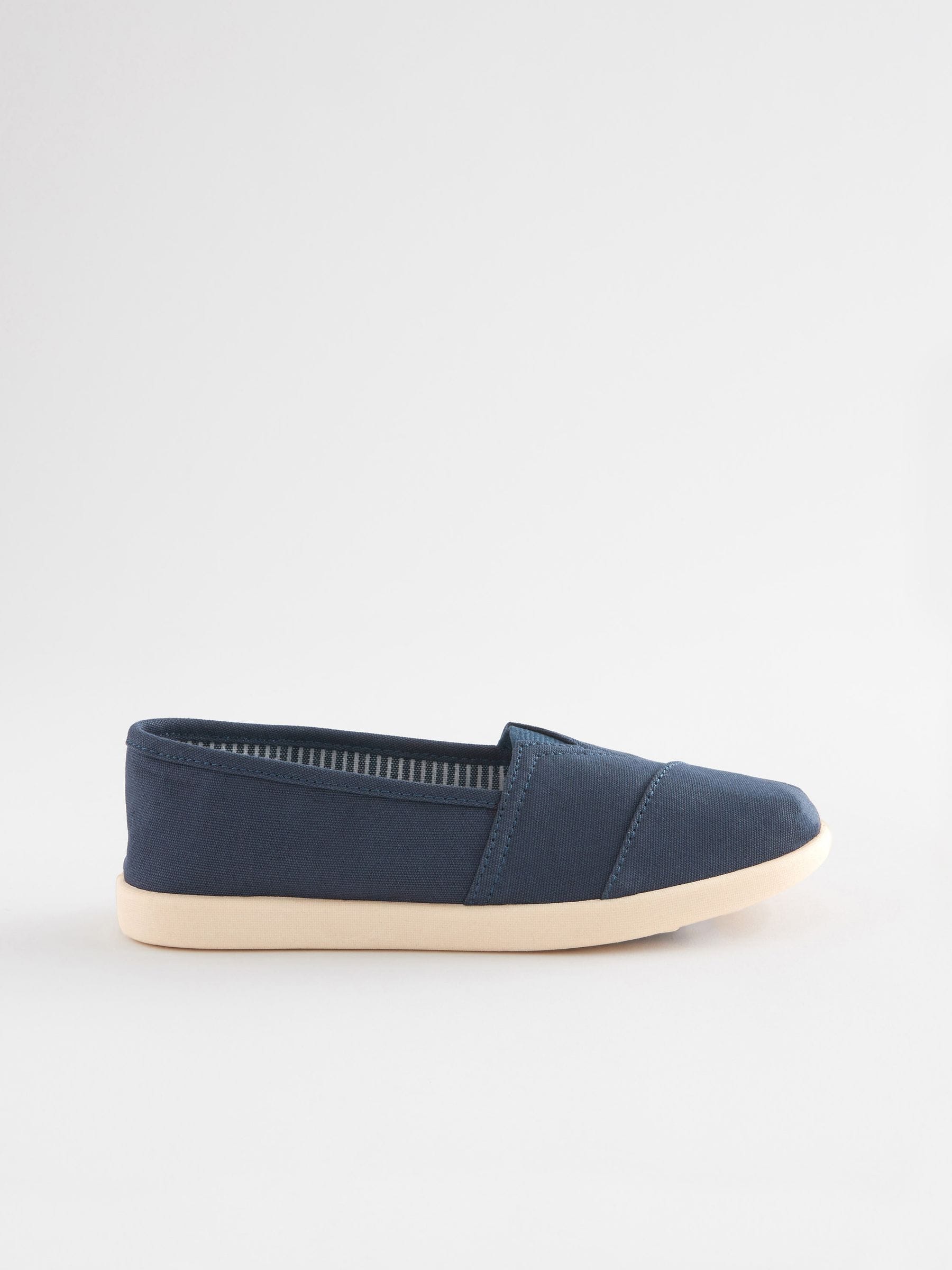 Womens navy canvas slip on shoes discount