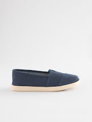 Navy Blue Canvas Slip-Ons Shoes - Image 2 of 4