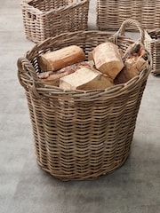 Pacific Grey Bali Kubu Round Storage Basket - Image 1 of 4