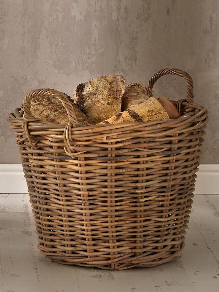 Pacific Grey Bali Kubu Round Storage Basket - Image 2 of 4