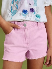Pink Regular Length Frayed Edge Shorts (3-16yrs) - Image 1 of 6