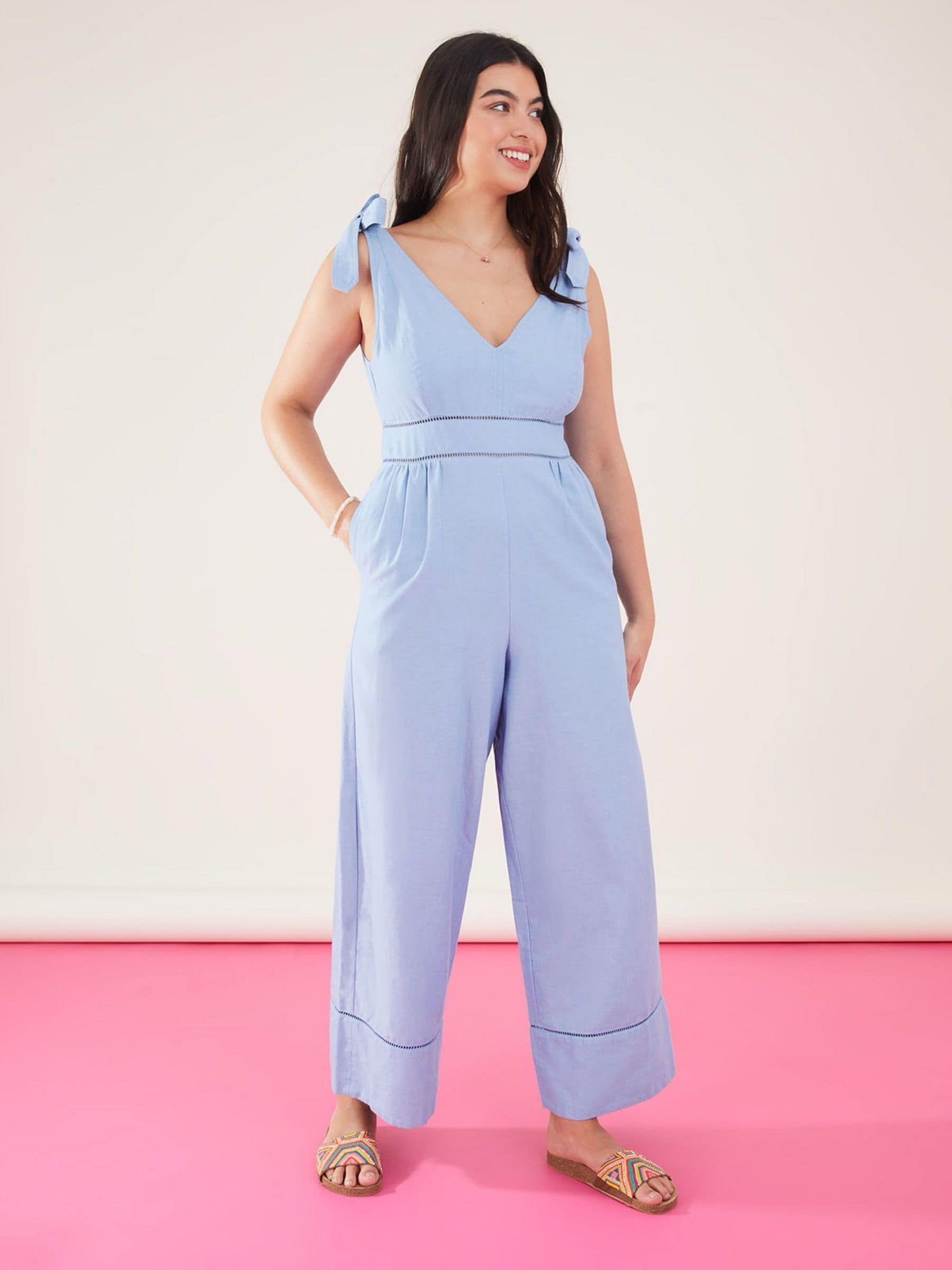 Buy Accessorize Blue Tie Shoulder Plunge Jumpsuit from Next Luxembourg