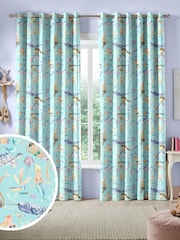 Voyage Aqua Blue Kids Mermaids Party Made To Measure Curtains - Image 1 of 9