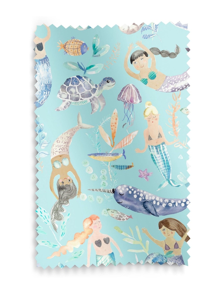 Voyage Aqua Blue Kids Mermaids Party Made To Measure Curtains - Image 9 of 9