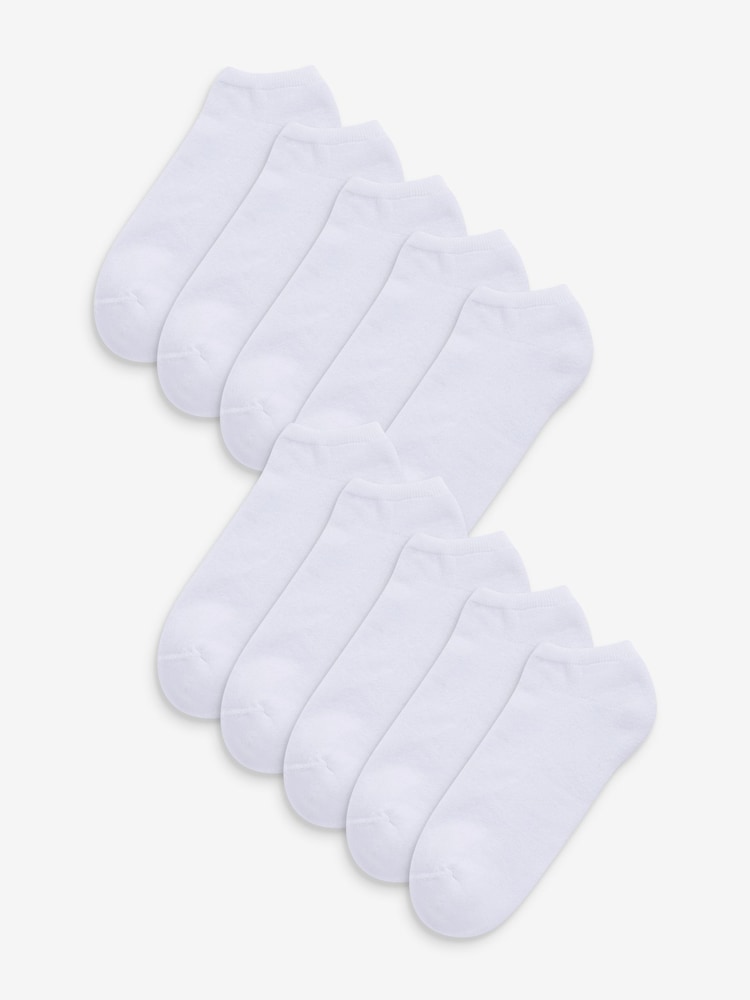 White 10 Pack Cushioned Trainers Socks - Image 1 of 2