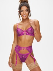 Ann Summers Purple The Truthful Non Padded Floral Balcony Bra - Image 3 of 5