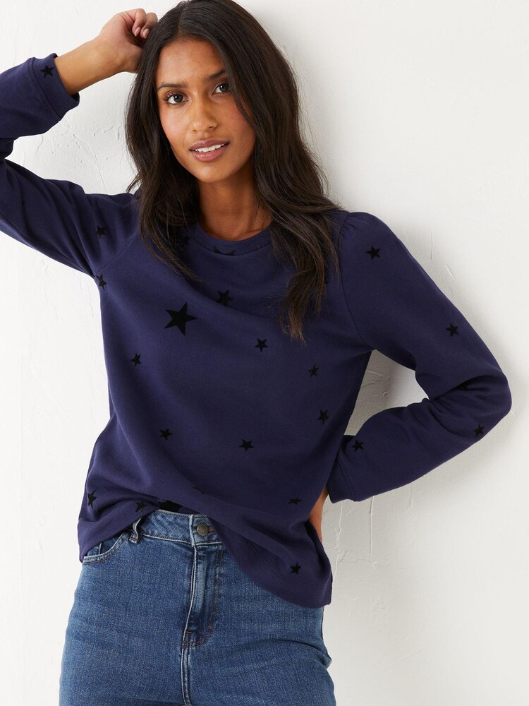 FatFace Blue Aimee Star Crew Sweatshirt - Image 1 of 1