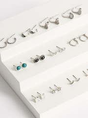 Silver Tone Hoop And Stud Earrings Pack - Image 1 of 1