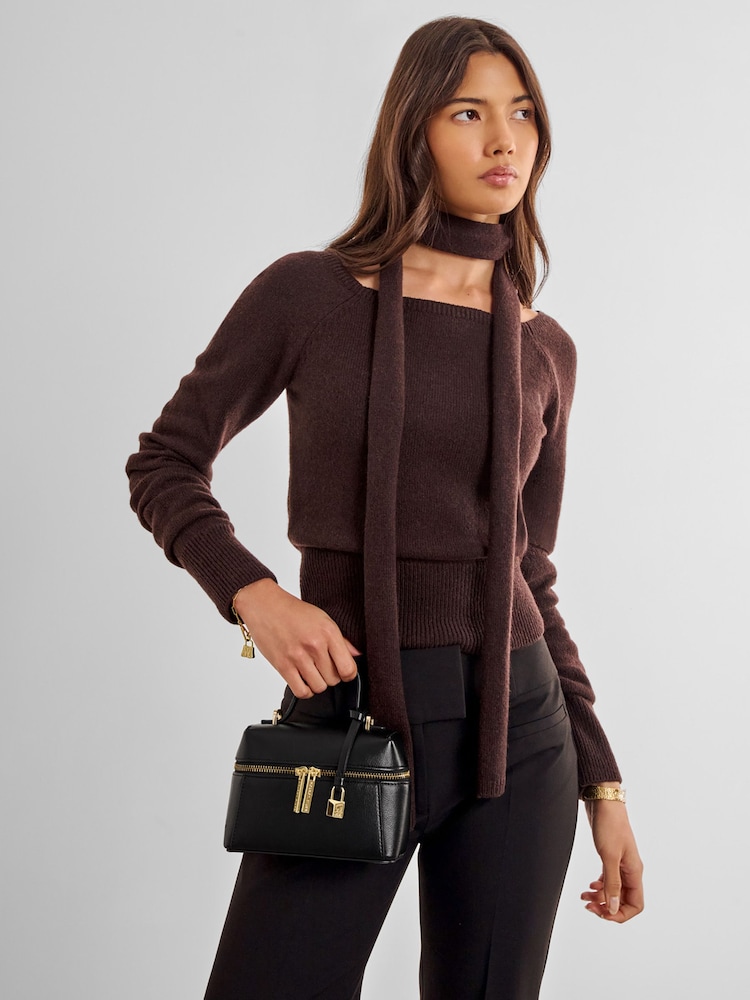 Katie Loxton Black Mia Mini Vanity Crossbody Bag - Image 1 of 7 Katie Loxton Black Mia Mini Vanity Crossbody Bag - Image 1 of 7