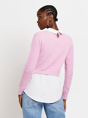 River Island Pink Fluffy Hybrid 100% Cotton Top - Image 2 of 5