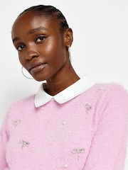 River Island Pink Fluffy Hybrid 100% Cotton Top - Image 4 of 5