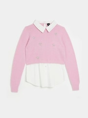 River Island Pink Fluffy Hybrid 100% Cotton Top - Image 5 of 5