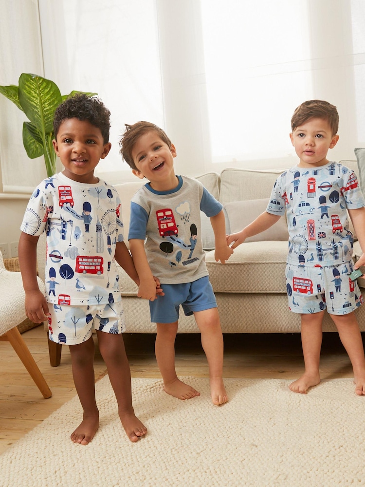 London King Print - Coronation Pyjama-Set mit Shorts im 3er-Pack (9 Monate bis8 Jahre) - Bild 1 von 6 London King Print - Coronation Pyjama-Set mit Shorts im 3er-Pack (9 Monate bis8 Jahre) - Bild 1 von 6