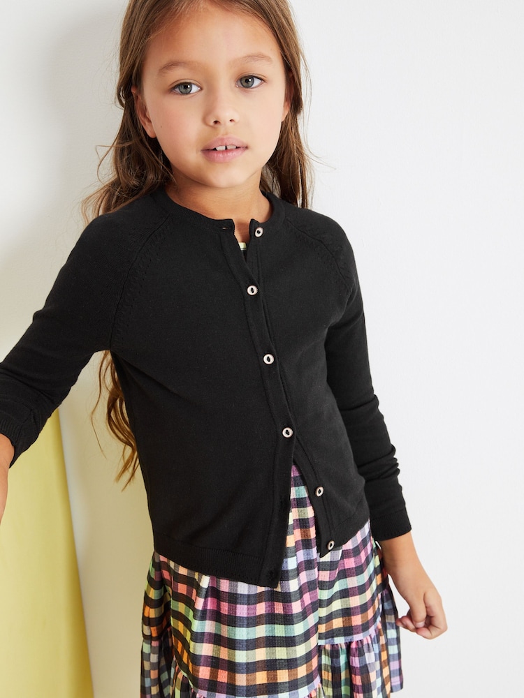 Black Button-Up Cardigan (3-16yrs) - Image 1 of 4