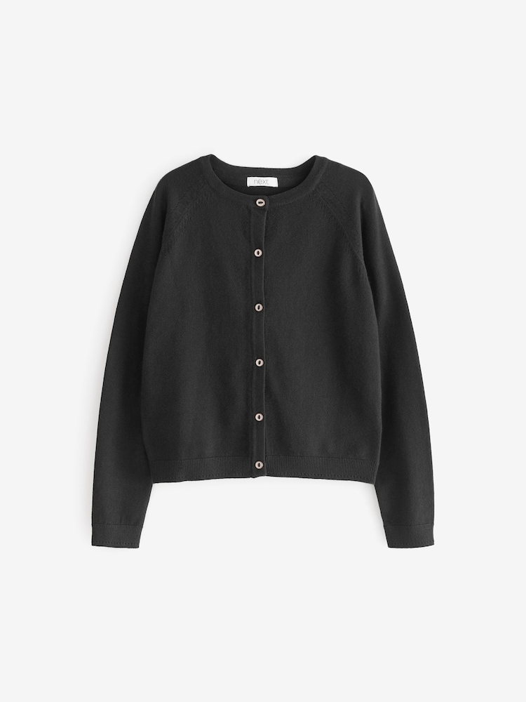 Black Button-Up Cardigan (3-16yrs) - Image 3 of 4