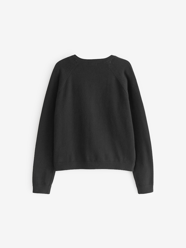 Black Button-Up Cardigan (3-16yrs) - Image 4 of 4