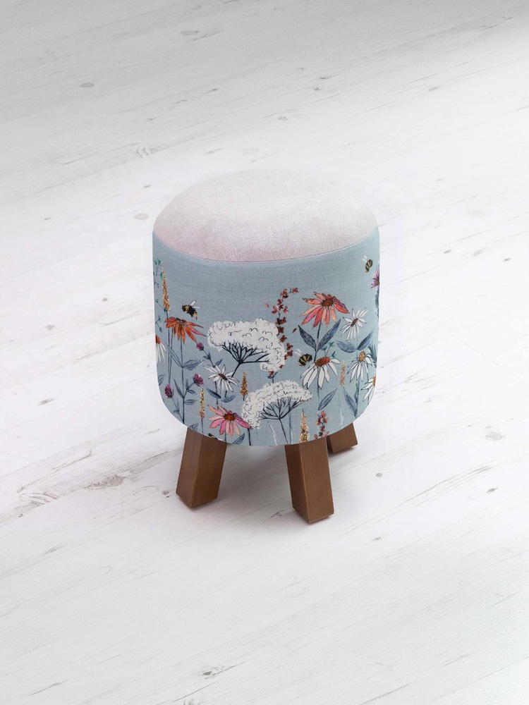 Voyage Blue Monty Hermione Cornflower Footstool - Image 2 of 2 Voyage Blue Monty Hermione Cornflower Footstool - Image 2 of 2