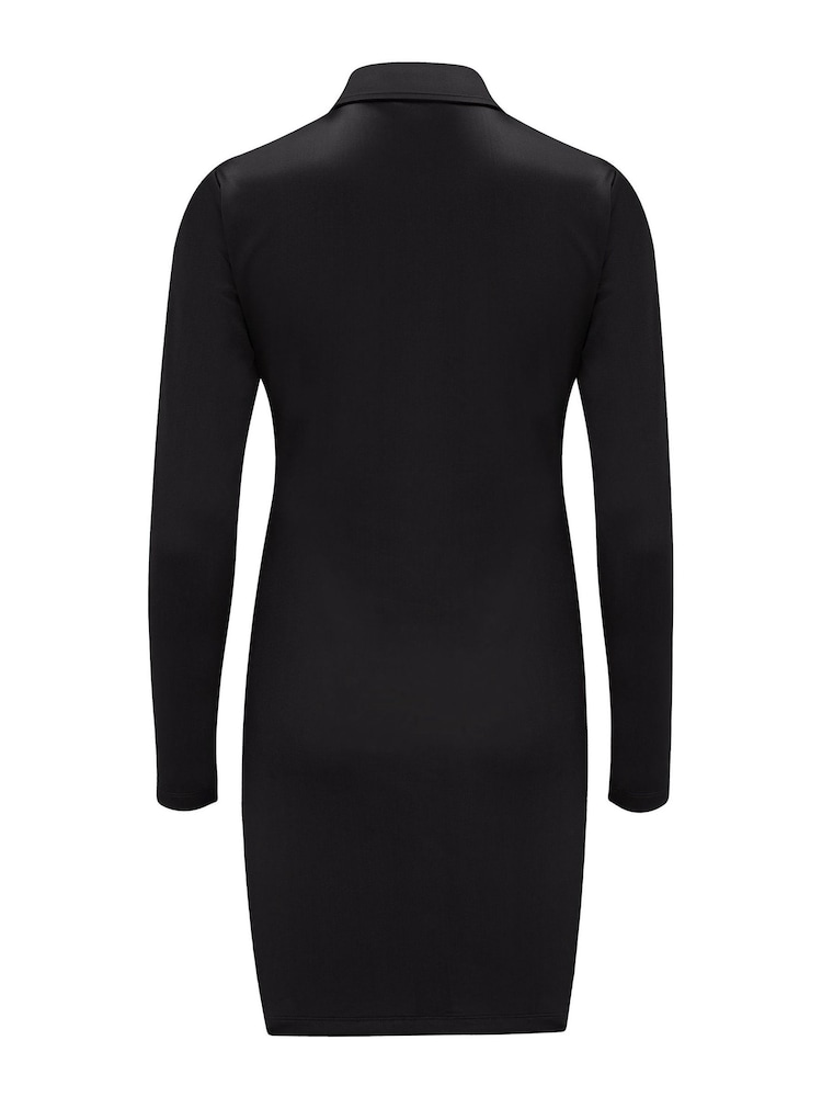 Pour Moi Black Bodycon Slim Fit Shirt Dress - Image 5 of 5