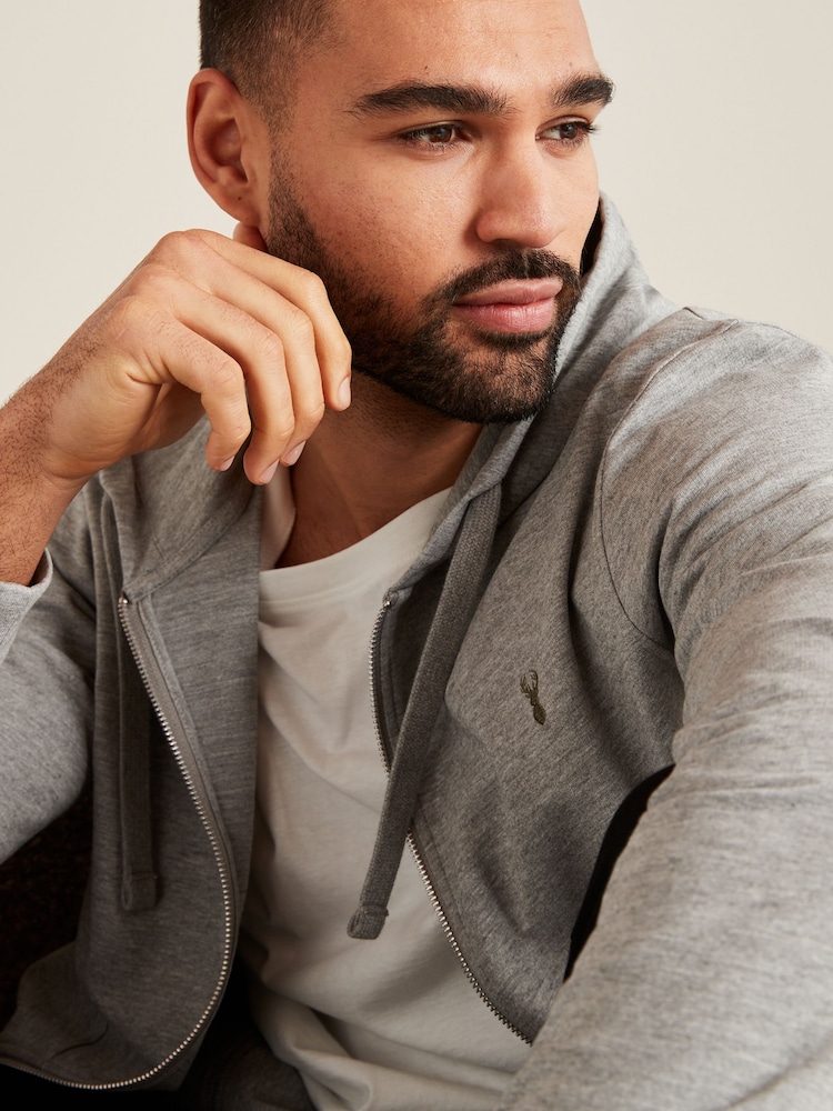 Grey Lightweight Zip Up Hoodie - Image 2 of 5