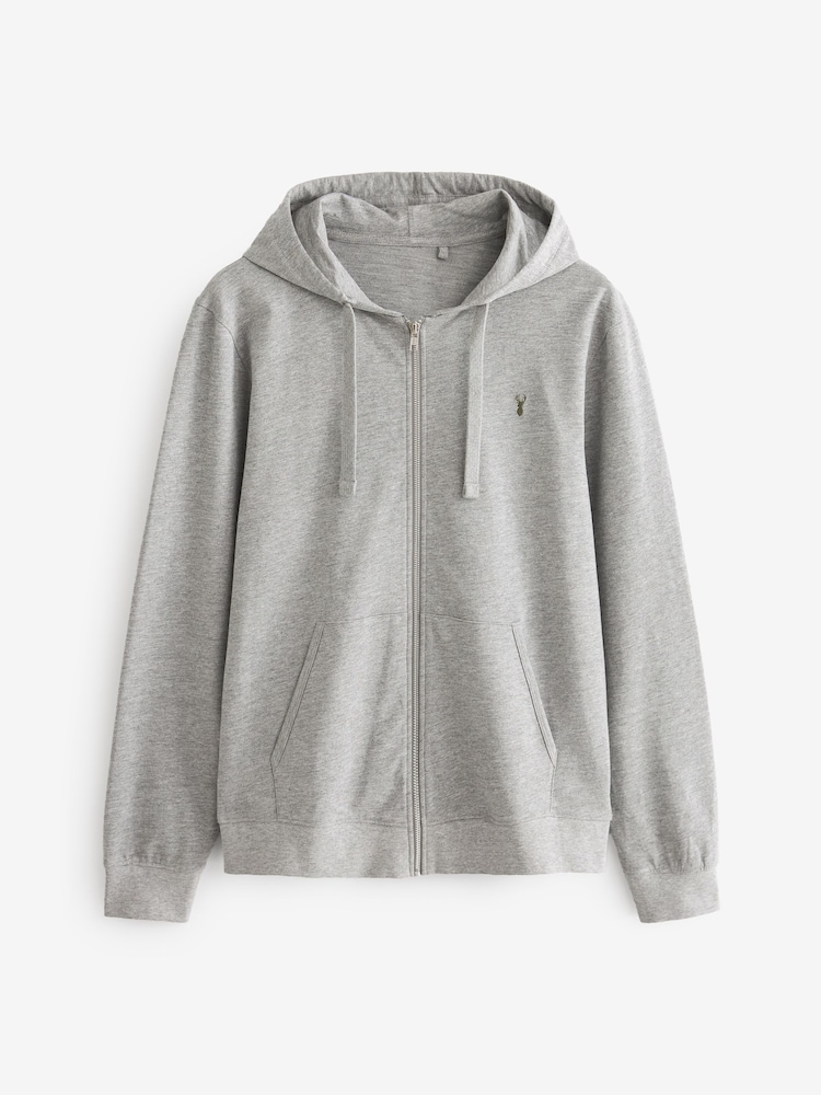 Grey Lightweight Zip Up Hoodie - Image 4 of 5
