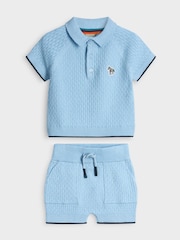 Paul Smith Baby Boys Blue Knitted T-Shirt & Short Set - Image 1 of 5