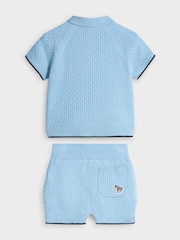 Paul Smith Baby Boys Blue Knitted T-Shirt & Short Set - Image 2 of 5