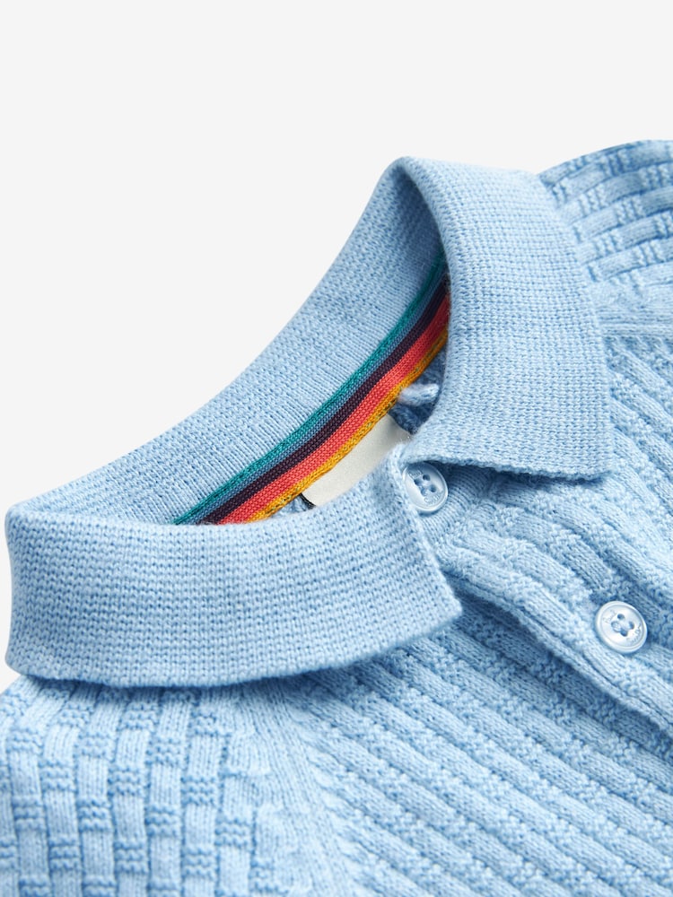 Paul Smith Baby Boys Blue Knitted T-Shirt & Short Set - Image 5 of 5