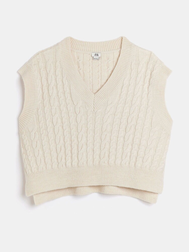 River Island Girls Teen White Knit Vest - Image 1 of 2