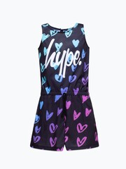 Hype. Girls Pink Scribble Heart Script Playsuit - Image 1 of 1