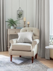 Grey Next Textured Mini Geometric Eyelet Lined Curtains - Image 1 of 5