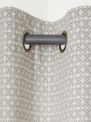 Grey Next Textured Mini Geometric Eyelet Lined Curtains - Image 4 of 5