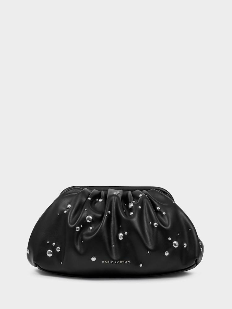 Katie Loxton Black Paloma Studded Clutch Bag - Image 1 of 6 Katie Loxton Black Paloma Studded Clutch Bag - Image 1 of 6
