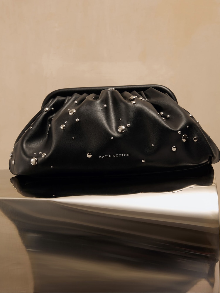 Katie Loxton Black Paloma Studded Clutch Bag - Image 2 of 6 Katie Loxton Black Paloma Studded Clutch Bag - Image 2 of 6