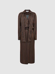 Reiss Brown Penny Stripe Shirt Dress - Image 2 of 9