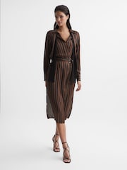 Reiss Brown Penny Stripe Shirt Dress - Image 6 of 9