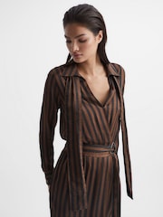 Reiss Brown Penny Stripe Shirt Dress - Image 7 of 9