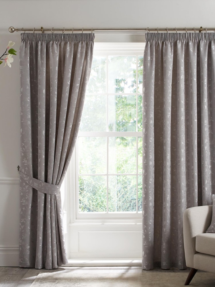 Curtina Grey Bird Trail Pencil Pleat Curtains - Image 1 of 3