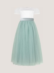 Monsoon Green Velvet Bow Bridesmaid Dress - Image 2 of 3