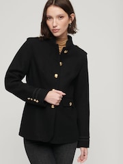 Superdry Black Short Military Coat - Image 1 of 3