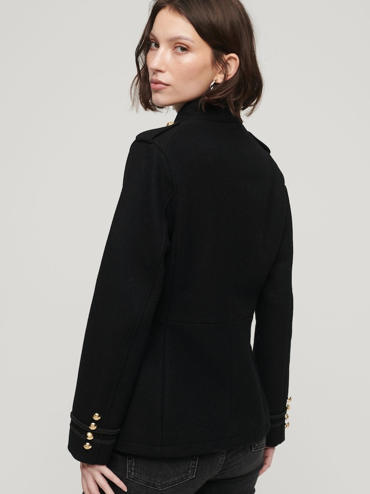 Superdry Black Short Military Coat - Image 2 of 3