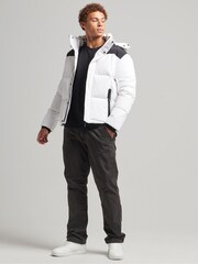 Superdry White Hooded Box Quilt Puffer Coat Water-Repellent Jacket - Image 2 of 7